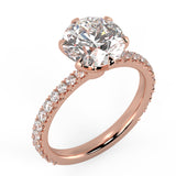 Six Prong Solitaire Ring French Cut Pavè