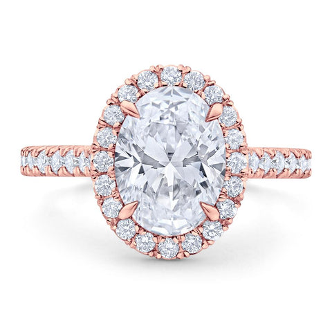 Halo Oval Brilliant Cut Pave Diamond Engagement Ring