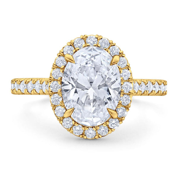 Halo Oval Brilliant Cut Pave Diamond Engagement Ring 5.5 14K White Gold