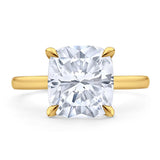 Cushion Diamond Yellow Gold Solitaire