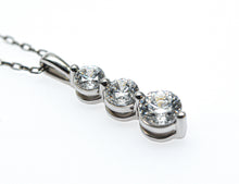 Three in a Row Round Brilliant Lab Grown Diamonds Pendant Halo 1.00 carat.