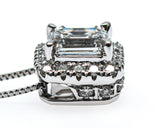 Petite Emerald Lab Grown Diamond Pendant Halo 0.75 carat.