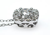 Soft Square Round Lab Grown Diamond Pendant Halo 1.00 carat.