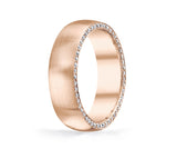 Satin finished wedding band with side diamonds wedding band 6 mm +