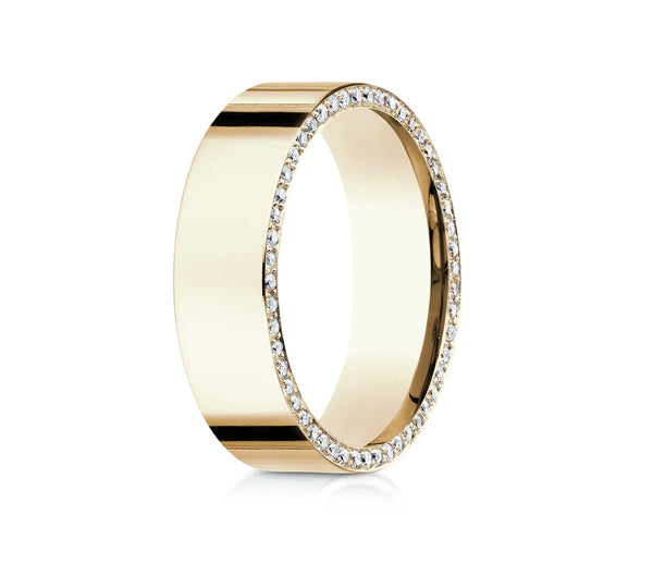 High polished flat band with side diamonds 6 mm +