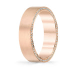 Satin finished Flat band with side diamonds 6 mm +