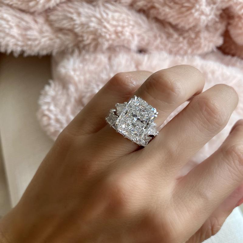 Elongated Radiant Diamond With Bullet Side Stones Purediamond
