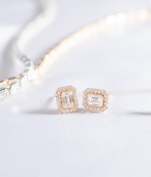 Emerald Cut Diamond Studs