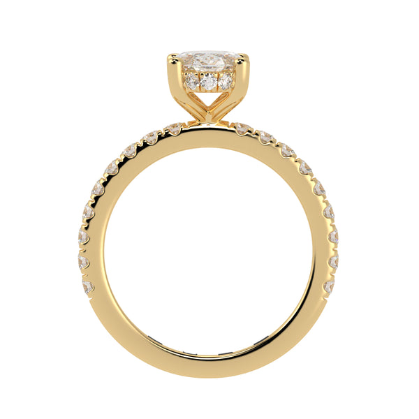 Balanced Hidden Halo Oval Brilliant Cut French Cut Pavè