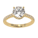 Perfect Round Brilliant Hidden Halo French Cut Pavé sides
