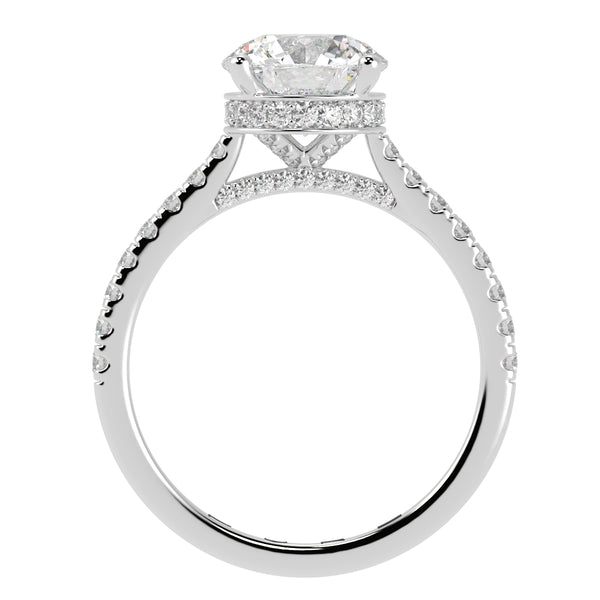 Perfect Round Brilliant Hidden Halo French Cut Pavé sides