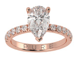 Hidden Halo Pear Brilliant Cut, With Side Diamonds