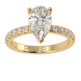 Hidden Halo Pear Brilliant Cut, With Side Diamonds