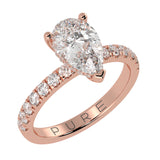 Hidden Halo Pear Brilliant Cut, With Side Diamonds