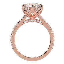 Complicated Six Prong Solitaire Ring French Cut Pavè
