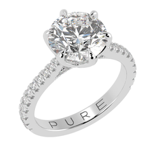 Complicated Six Prong Solitaire Ring French Cut Pavè