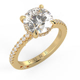 Round Brilliant Hidden Halo French Cut Pavé and complicated sides
