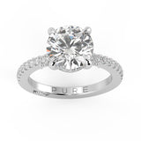 Round Brilliant Hidden Halo French Cut Pavé and complicated sides