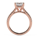 Emerald Cut Diamond French Cut Pave Engagement Ring