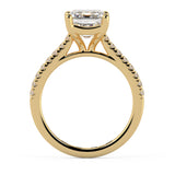 Emerald Cut Diamond French Cut Pave Engagement Ring