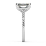 Emerald Cut Diamond French Cut Pave Engagement Ring