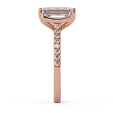 Emerald Cut Diamond French Cut Pave Engagement Ring