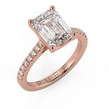 Emerald Cut Diamond French Cut Pave Engagement Ring