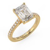 Emerald Cut Diamond French Cut Pave Engagement Ring