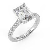 Emerald Cut Diamond French Cut Pave Engagement Ring