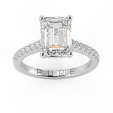 Emerald Cut Diamond French Cut Pave Engagement Ring