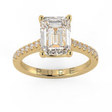 Emerald Cut Diamond French Cut Pave Engagement Ring