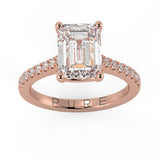 Emerald Cut Diamond French Cut Pave Engagement Ring