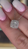 Soft Square Round Lab Grown Diamond Pendant Halo 0.50 carat.