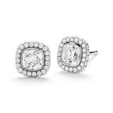 Afternoonified Oval Bezel Halo Diamond Studs