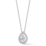 0.50-70 Ct Single Halo Pear Diamond Pendant