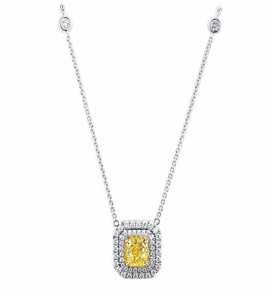 2 carat total weight, Yellow Diamond Pendant