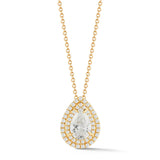 0.50-70 Ct Double Halo Pear Diamond Pendant