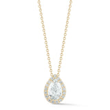 0.50-70 Ct Single Halo Pear Diamond Pendant