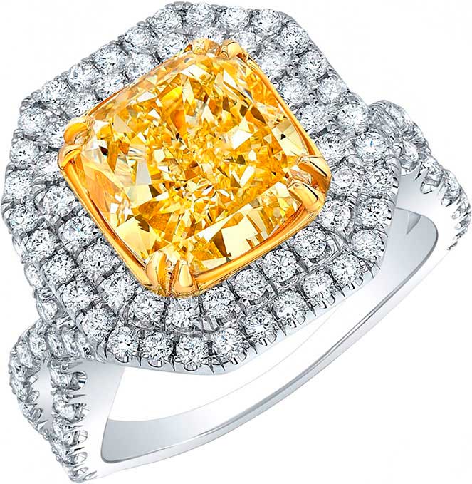 Yellow Diamond Halo Engagement Ring - DiamondNet